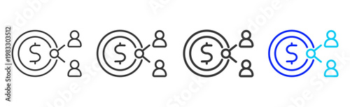 Equity Share icon collection creative outline style finance multiple thickness variations for angel investor startup growth business investment modern vector pack