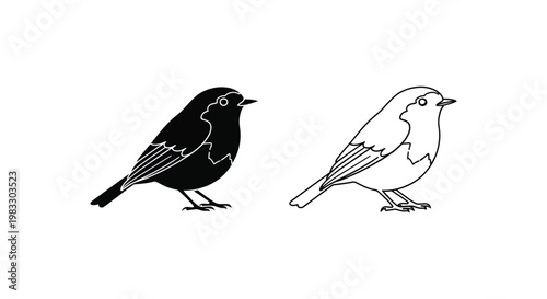 Black and White Bird Silhouettes Design Art Vector