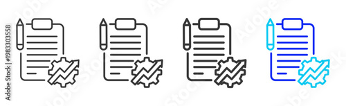 Plan Engine icon collection creative outline style finance multiple thickness variations for angel investor startup growth business investment modern vector pack