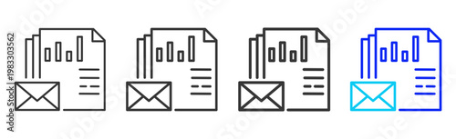 Growth Mail icon collection creative outline style finance multiple thickness variations for angel investor startup growth business investment modern vector pack