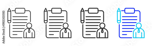 Office Note icon collection creative outline style finance multiple thickness variations for angel investor startup growth business investment modern vector pack