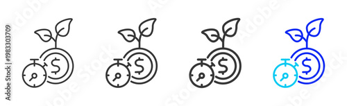 Time Money icon collection creative outline style finance multiple thickness variations for angel investor startup growth business investment modern vector pack