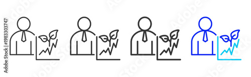 Growth Team icon collection creative outline style finance multiple thickness variations for angel investor startup growth business investment modern vector pack