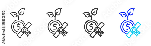 Edu Money icon collection creative outline style finance multiple thickness variations for angel investor startup growth business investment modern vector pack