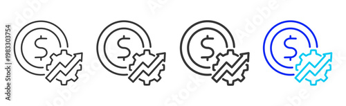 Growth Write icon collection creative outline style finance multiple thickness variations for angel investor startup growth business investment modern vector pack