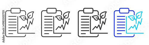 Leaf Chart icon collection creative outline style finance multiple thickness variations for angel investor startup growth business investment modern vector pack