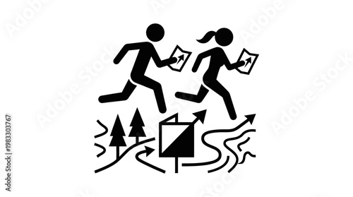 Orienteering Icon Depicting Navigation and Speed