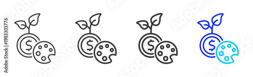 Color Money icon collection creative outline style finance multiple thickness variations for angel investor startup growth business investment modern vector pack