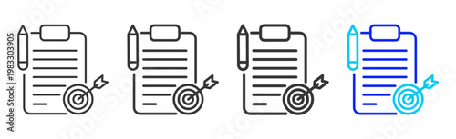 Target Work icon collection creative outline style finance multiple thickness variations for angel investor startup growth business investment modern vector pack