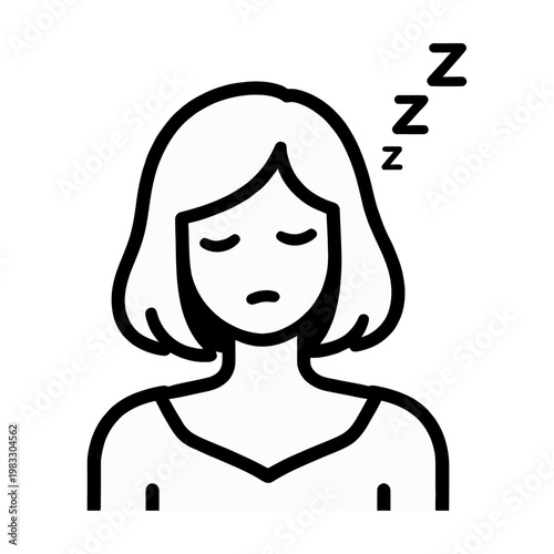 Vector of a woman sleeping peacefully with z's above her head