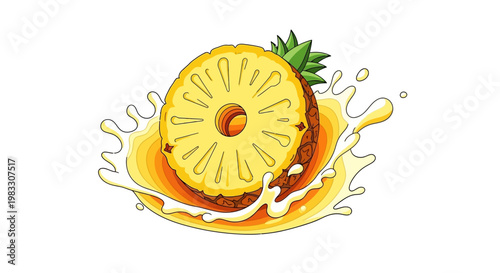 Fresh Pineapple Fruit Sliced Isolated Sweet.