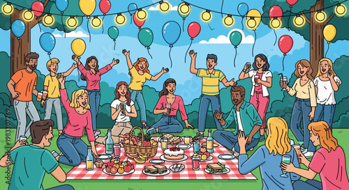 People Having Outdoor Party Celebration.