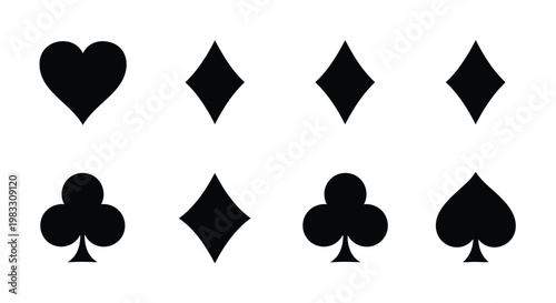 Black suit symbols from a standard deck of playing cards