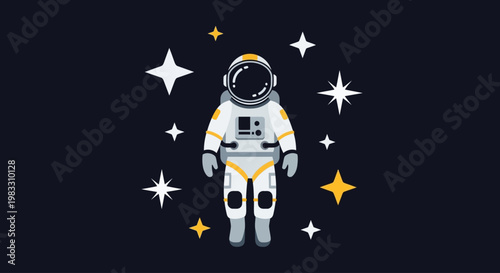 Astronaut in Space Suit Floating.