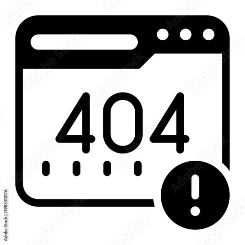 404 error glyph icon