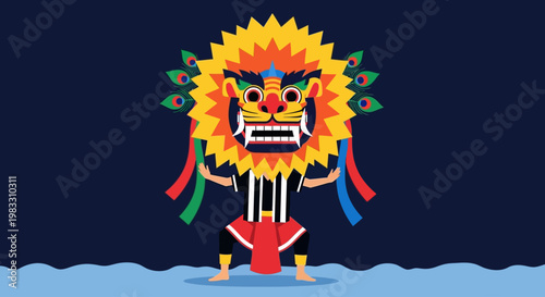 Lion Dance Performance Colorful Costume.