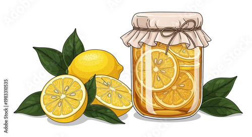 Lemons in a jar with slices.