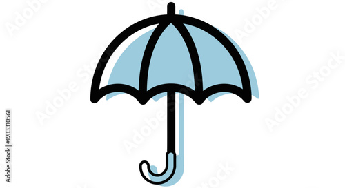 Blue umbrella icon with handle.