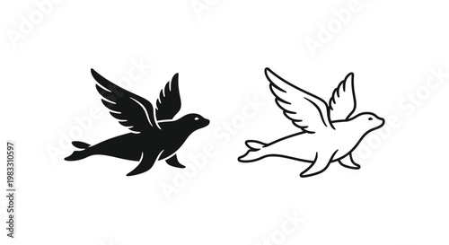 Elegant Black Silhouette Flying Birds Design Vector
