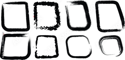 Grunge frame vector. Grunge border set. vector grunge black frame with png background. Frames in grunge style. Abstract rectangles with space for text
