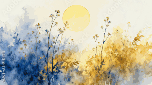 First Light Flowers at Dawn isolated watercolor vector illustration svg
