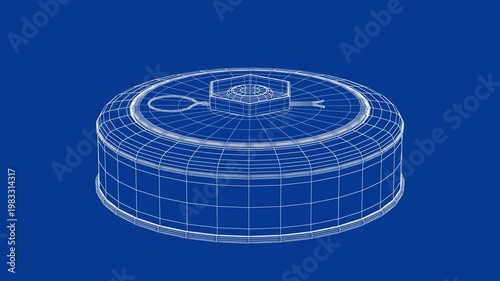 3D wire-frame model of anti-tank land mine