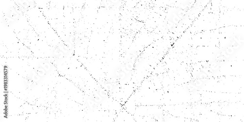 Monochrome texture composed of irregular graphic elements. Distressed uneven grunge background. Abstract vector illustration. Overlay for interesting effect and depth. Isolated on white background.
