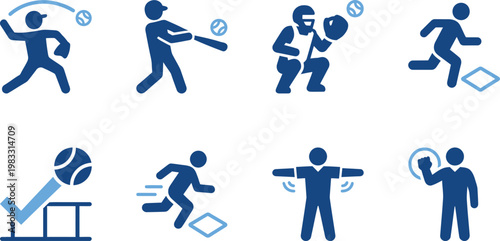 Cricket game pictograms batsmen bowlers wicketkeeper and fielders