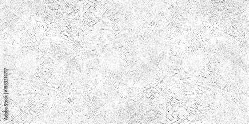 Monochrome texture composed of irregular graphic elements. Distressed uneven grunge background. Abstract vector illustration. Overlay for interesting effect and depth. Isolated on white background.