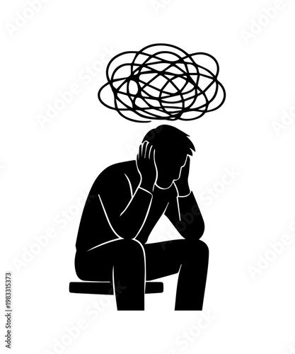 Man experiencing anxiety and mental confusion concept