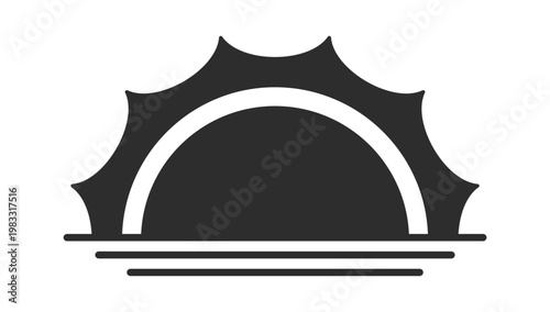 Sunrise Horizon Emblem Minimal Line Style