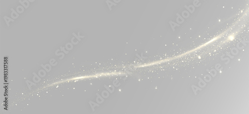 Obraz na plátne Gold wave effect with glitter sparkles and bokeh on transparent background png