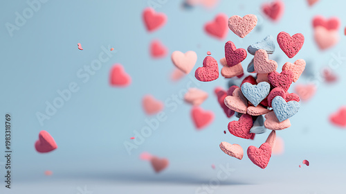 Floating pastel hearts in soft light, dreamy valentine's background