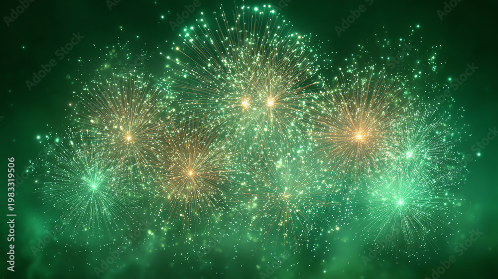 Fototapeta premium Vibrant fireworks bursting in the night sky, illuminating the darkness with colorful sparks and creating a festive atmosphere.