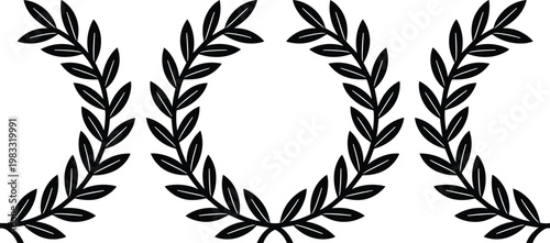 Elegant laurel wreath vector illustration on white background for awards and achievements