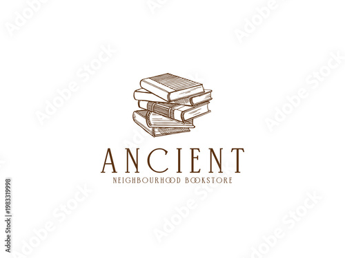 Ancient Bookstore Vintage Logo Design