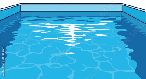 An overhead view of a bright blue swimming pool with rippling water