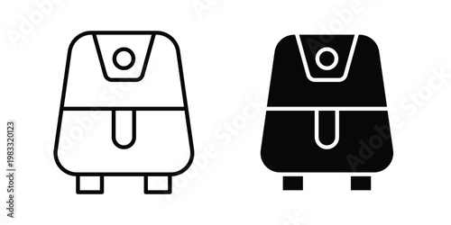 Air fryer icon outline style. Black solid silhouette style icons