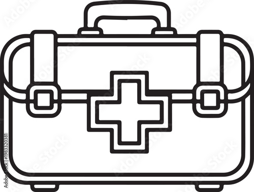Simple line drawing of a first aid kit box with handle