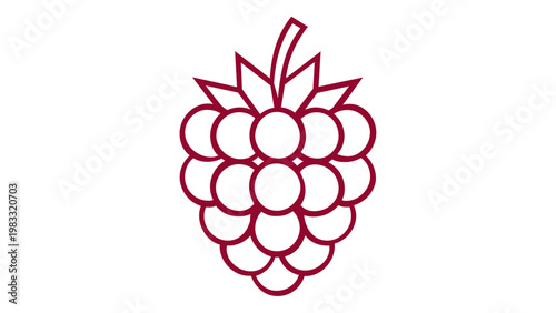 Minimalist raspberry vector icon illustration. Fresh blackberry line art with leaves and stem. Scalable flat design for organic food, healthy lifestyle, and culinary branding projects.