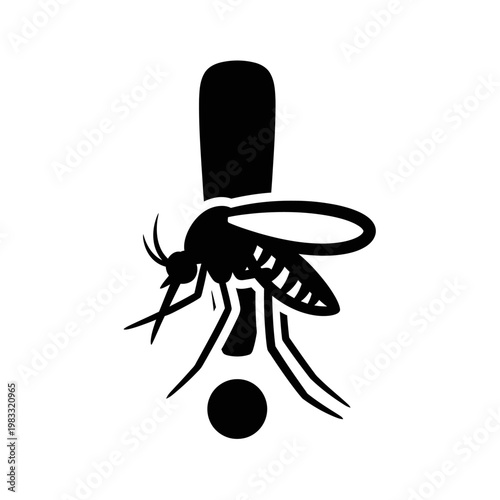 Mosquito and Exclamation Mark Warning Icon Illustration