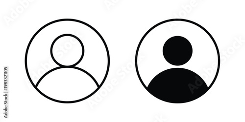 Avatar icon outline style. Black solid silhouette style icons