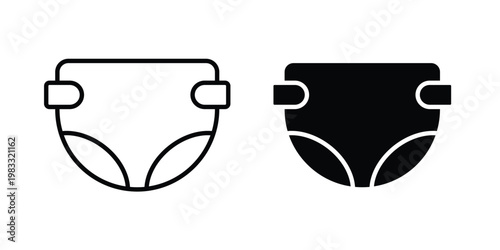 Baby diaper icon outline style. Black solid silhouette style icons