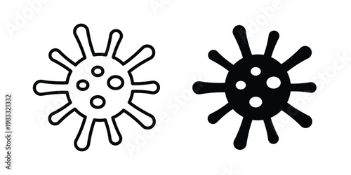 Bacteria icon outline style. Black solid silhouette style icons