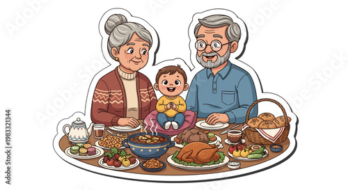 Happy family enjoying a festive meal together at home