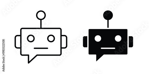 Bot icon outline style. Black solid silhouette style icons