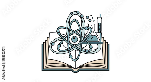 Science Education Atom Book Illustration.