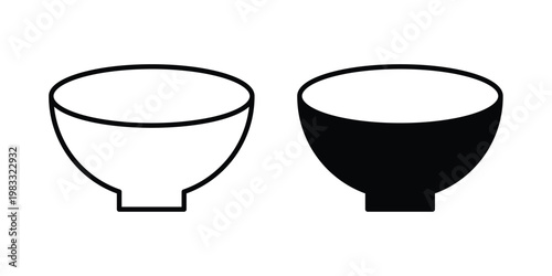 Bowl icon outline style. Black solid silhouette style icons