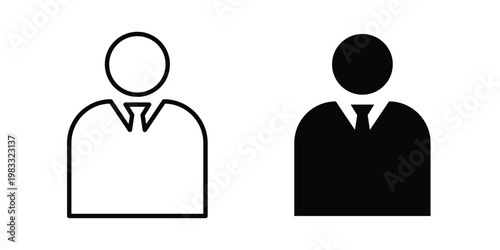 Businessman icon outline style. Black solid silhouette style icons