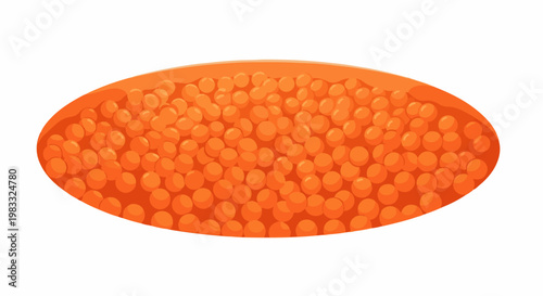 Oval dish filled with small, round, orange objects